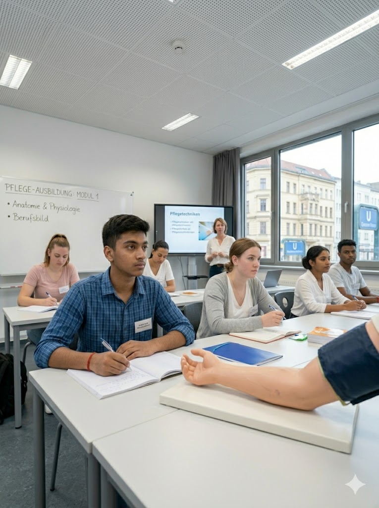 Students in a Pflege-Ausbildung class in Germany